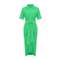 Robe pour femme, nouvelle robe élégante à col polo, mi-longue, manches courtes, simple boutonnage, taille haute