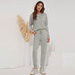 Ensemble t-shirt à manches longues et col rond, pantalon décontracté pour la maison