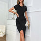 Women's Fashion Irregular Solid Color Sheath Dress