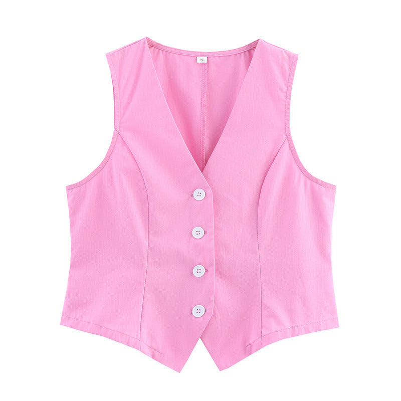 Linen V-neck Simplicity Sleeveless Suit Vest Suit