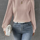European And American Spring Round Neck Lantern Sleeve Solid Color Unity Long Sleeve Temperament Solid Blouse