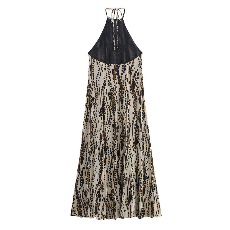 Ethnic Print Flower Hanging Collar Dress