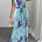 Plus-size Womens Round-neck Pleated Dress With A Traditional Chinese-style Print