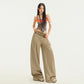 Stitching Waist Head Plaid Casual Pants Loose Wide-leg Pants