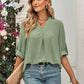 Spring And Summer Women's Clothing Fashion Solid Color Loose V-neck 34 Sleeves Top
