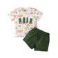 Girls Alphabet Print Short Sleeve Shorts Set
