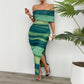 Women's Temperament Contrast Color Off-shoulder Tube Top Dress