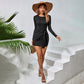 Slimming Lace Up Long Sleeve Temperament Dress