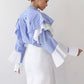 Women's Fashionable All-match Elegant French Striped Ruffled Shirt