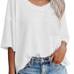 Women's Temperament Fashion V-neck Pocket Short-sleeved T-shirt