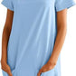 Women's Square Collar Short Sleeve Fashion Pocket Dress
