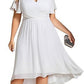 Banquet Evening Dress A- Line V-neck Chiffon Short Sleeve Knee-length Plus Size