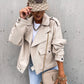 Women PU Leather Top Coat Jacket Loose