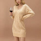 Mid-length Sweater V-neck Knitted Casual Twist Dress