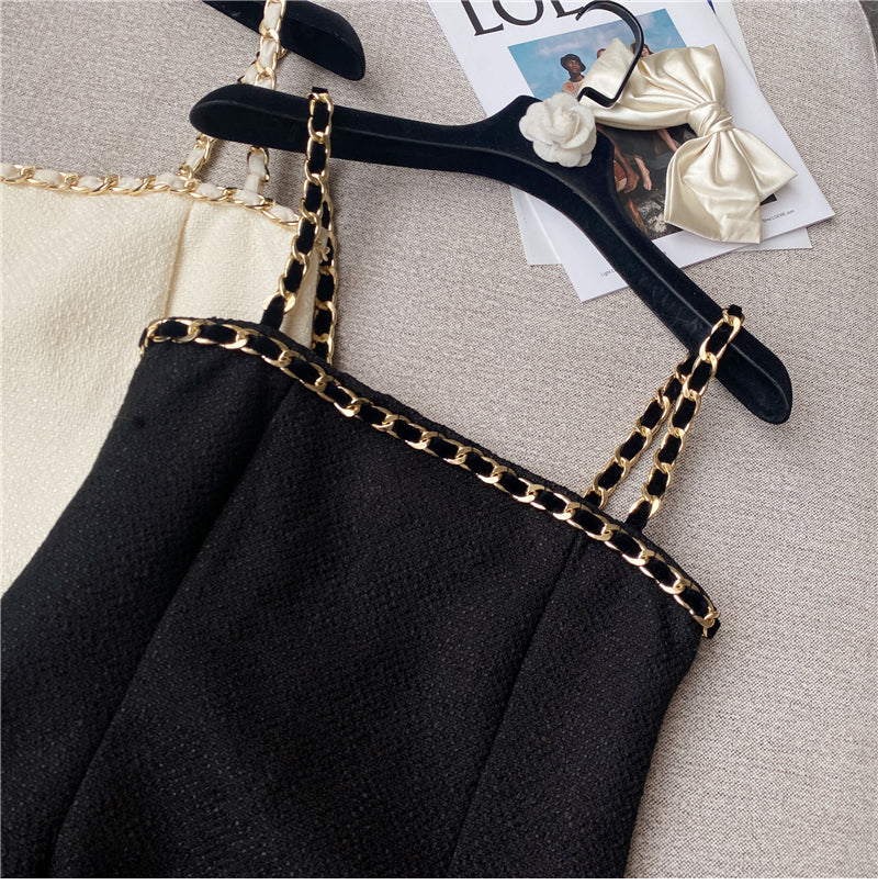 Woven Waist Slim Suspender Dress