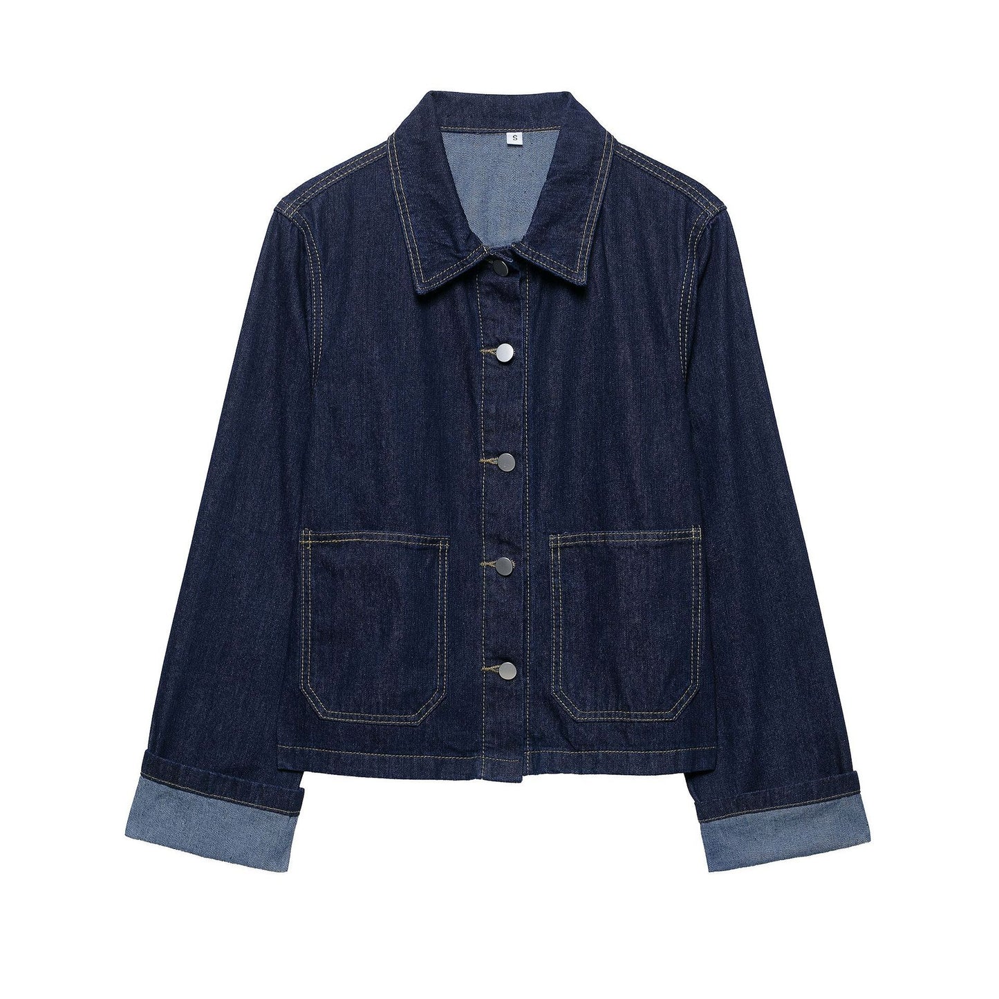 Lapel Cuff Denim Style Short Denim Coat Skirt Outfit