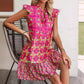 Robe imprimée sans manches, mode estivale, col en V, lacets, droite, vêtements pour femmes