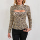 Leopard Print Round Neck Long Sleeve T-shirt