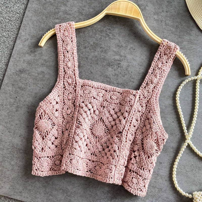 Crochet All-match Short Sling Students Wear A Small Vest