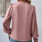 Women's Elegant Women's V-neck Lantern Sleeve Style Solid Color Shirt