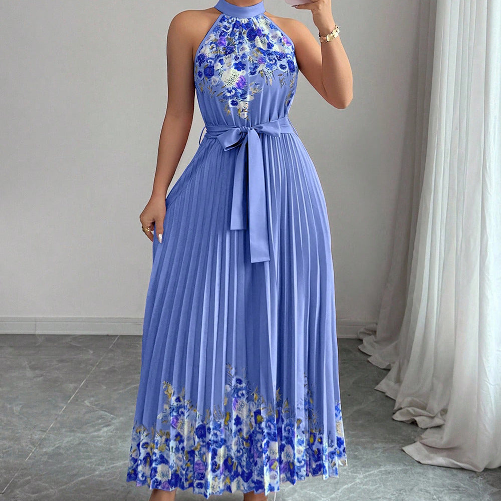 Women's Fashionable Printed Pleated Dress
