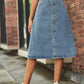 All-matching Slimming Washed Denim Breasted Skirt Women