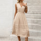 Solid-color Drawstring Sleeveless V-neck Dress With Elastic Waist