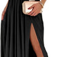 Women's One Shoulder High Split Cutout Sleeveless Elegant Cocktail Maxi Dress