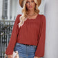 Solid Color Square Collar Slim Fit Long-sleeved Versatile Top