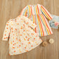 Robe à rayures citron cerise pour fille