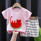 Ensemble t-shirt d'été à manches courtes pour enfant en pur coton