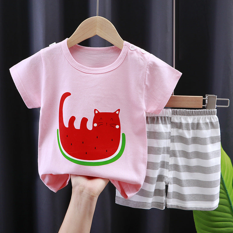Ensemble t-shirt d'été à manches courtes pour enfant en pur coton