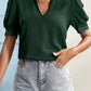 Women's Fashion V-neck Lantern Sleeve Splicing Lace Top