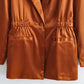 New Metallic Shiny Suit, One Button Mid-length Coat