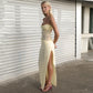 New Solid Color Lace Sleeveless Split Long Dress