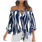 Striped Off-the-shoulder Chiffon Shirt Women's Long Sleeve