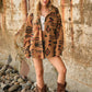 Women's Fashion Vintage Plush Lapel Long Sleeve Jacket Coat