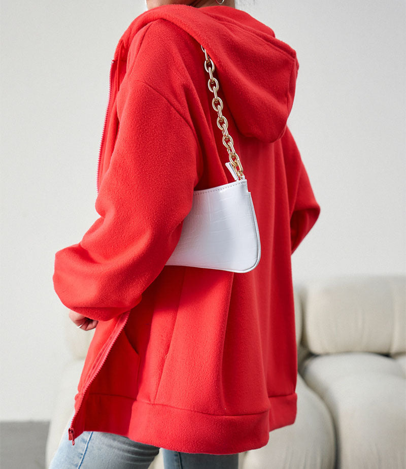Veste cardigan à capuche décontractée avec poches, manteau de sport ample pour femme, vêtements d'extérieur solides, hiver et automne