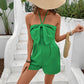 Sling Backless Jumpsuit Bow Halter One-piece Shorts
