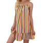Women's Rainbow Stripe Print Slip Dress