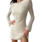Lace-up Round-neck Long-sleeve Skirt For Women