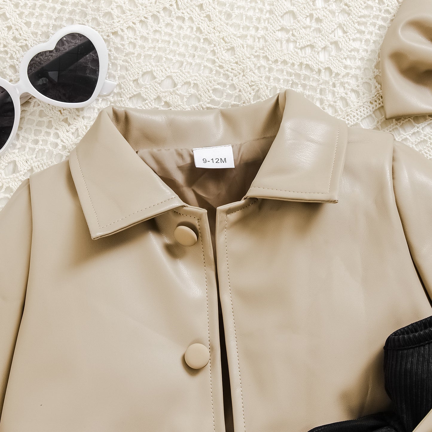 Girl's Fashion Set Leather Jacket