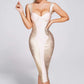 Women's Fashion Suspenders Bronzing Bandage One-piece Dress