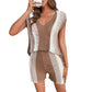 Women's Fashion Casual Shorts V-neck Two-piece Suit