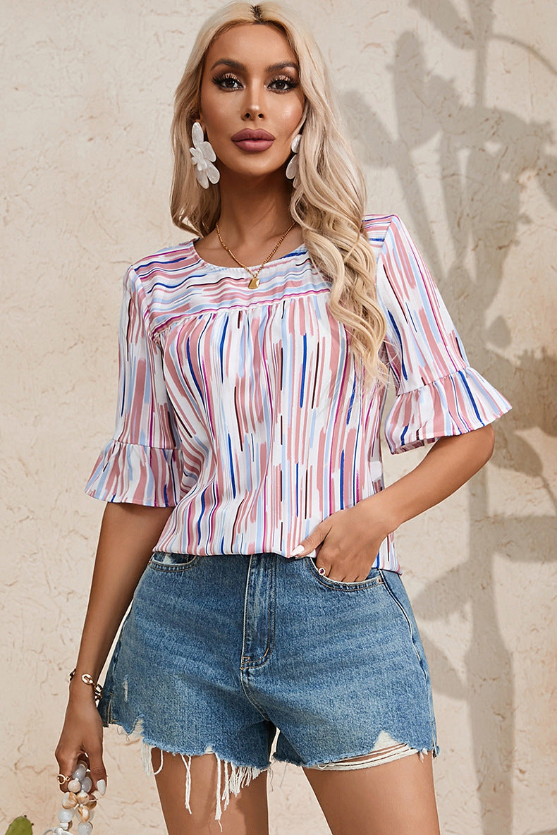 Women's Round Neck Short-sleeved Pullover