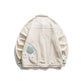 Flower Embroidered Pocket Work Jacket Retro Loose Lapel Jacket Men's