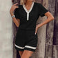Solid-color Cotton-linen Shorts Set For Women