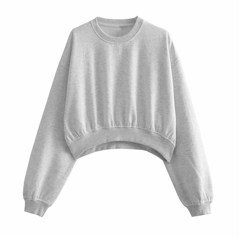 Vêtements d'automne pour femmes, couleur unie, pull court basique, pantalon de jogging à lacets et bande à la cheville