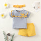 Boys Gentleman Lapel Bow Top Shorts Set