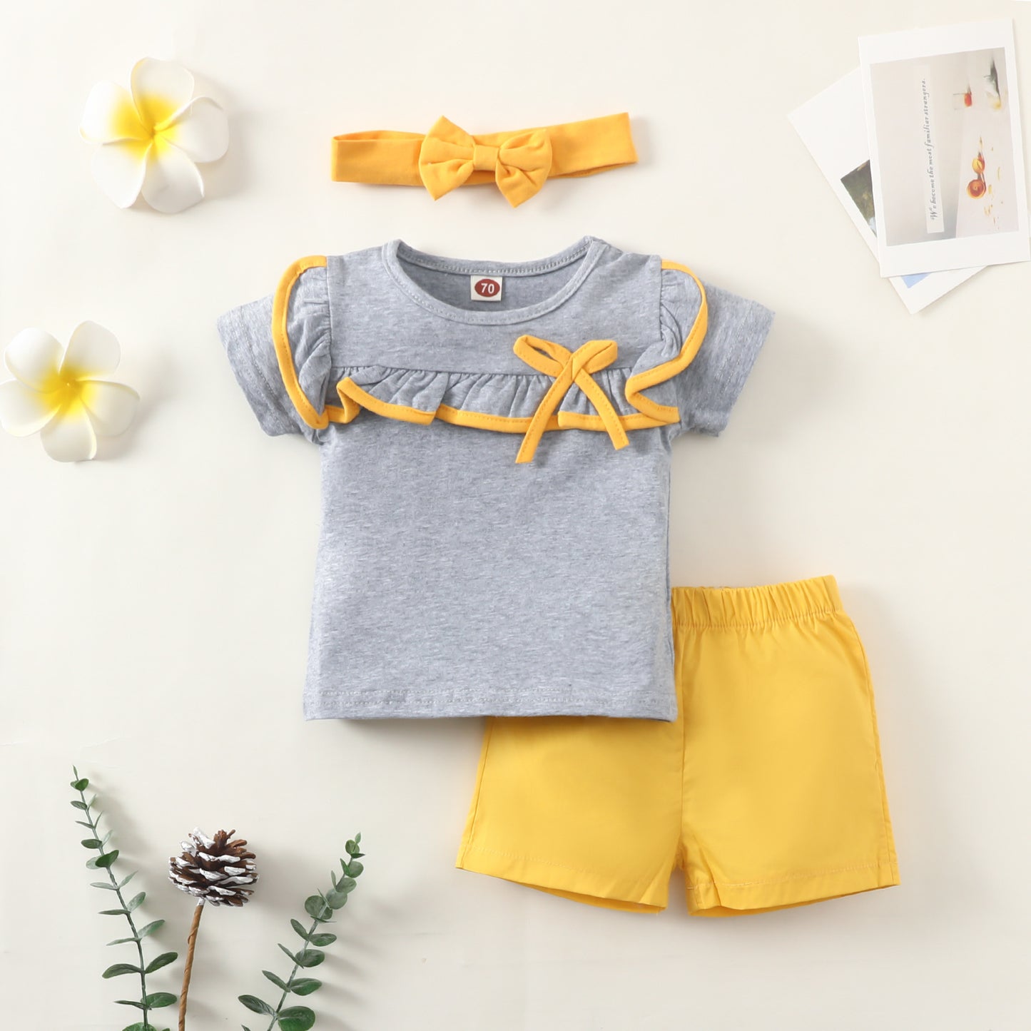 Boys Gentleman Lapel Bow Top Shorts Set